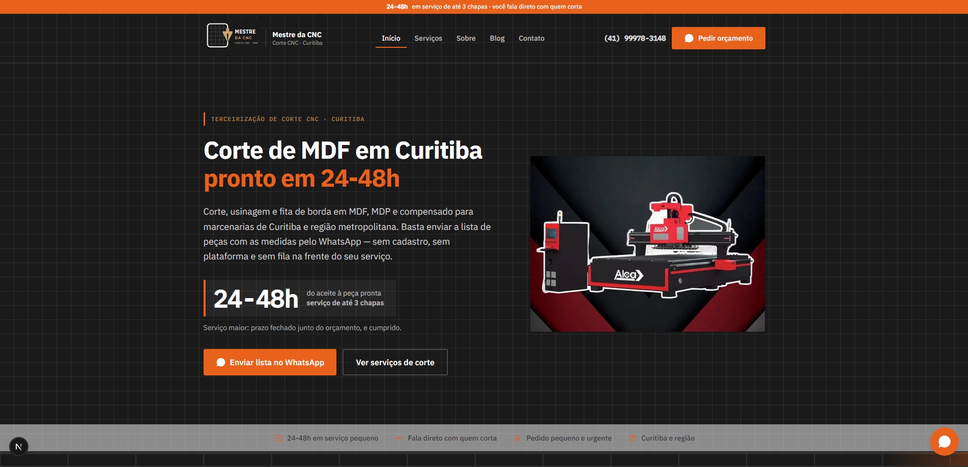 Site da Mestre da CNC, feito por nós