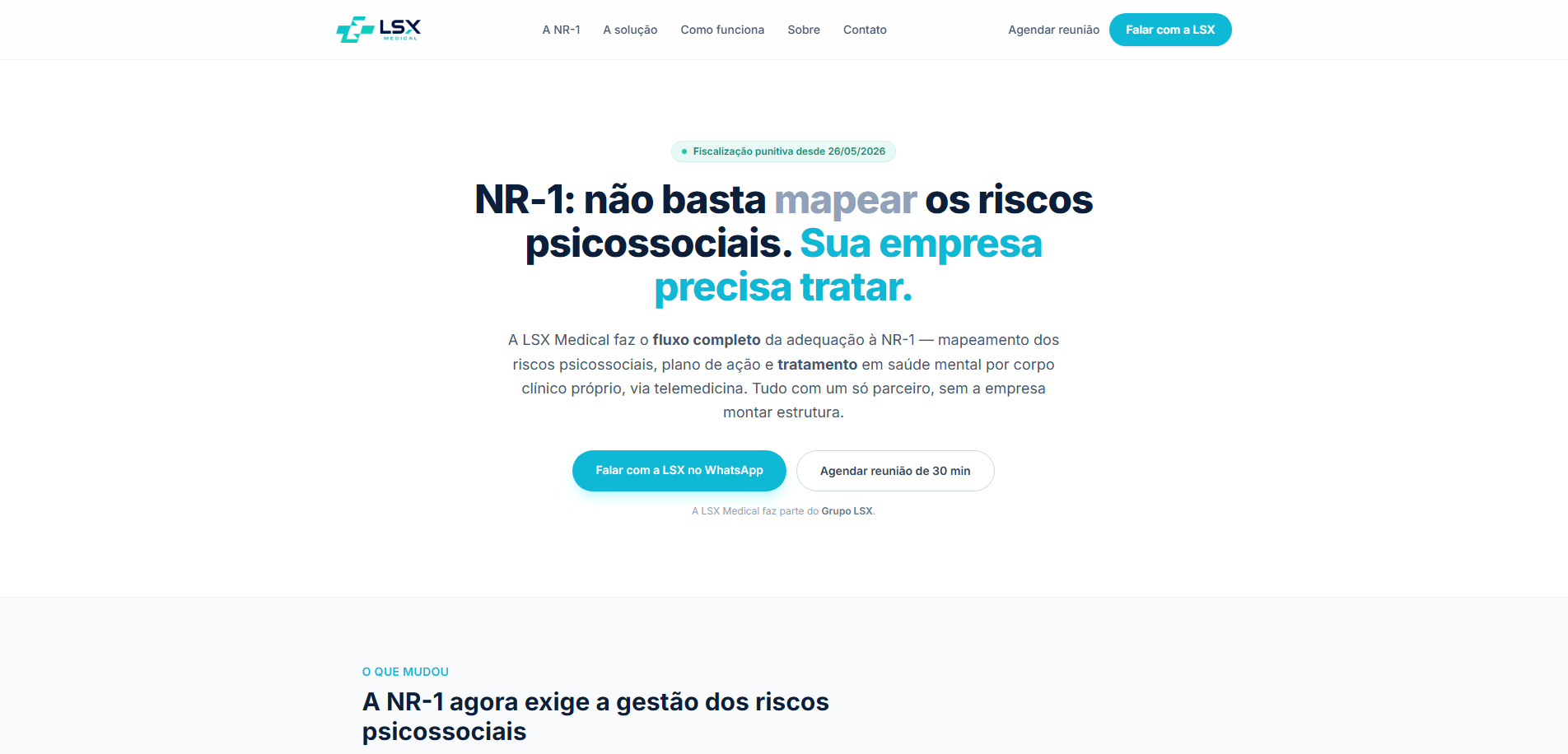 Site da NR1 — LSX Medical, feito por nós